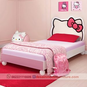 Tempat Tidur Hello Kitty Lucu Untuk Anak Perempuan Warna Pink Kombinasi Putih